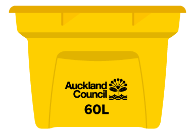 Aotea / Great Barrier Island recycling crates are yellow and only available in a 60-litre size.