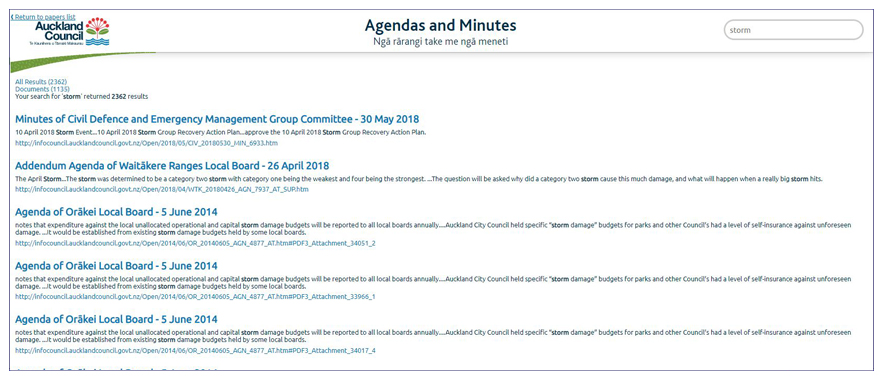 Screenshot of the infocouncil website