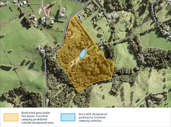 A map highlighting areas where freedom camping is either restricted or not allowed.
