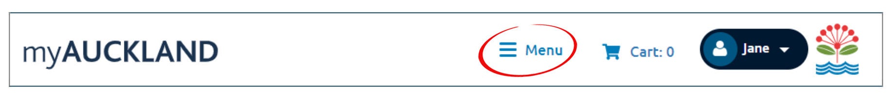 Screen capture of the header showing at the top of a myAuckland webpage.