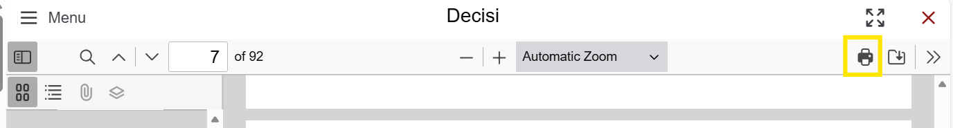 Screenshot highlighting the 'Print' icon at the far right of the screen.