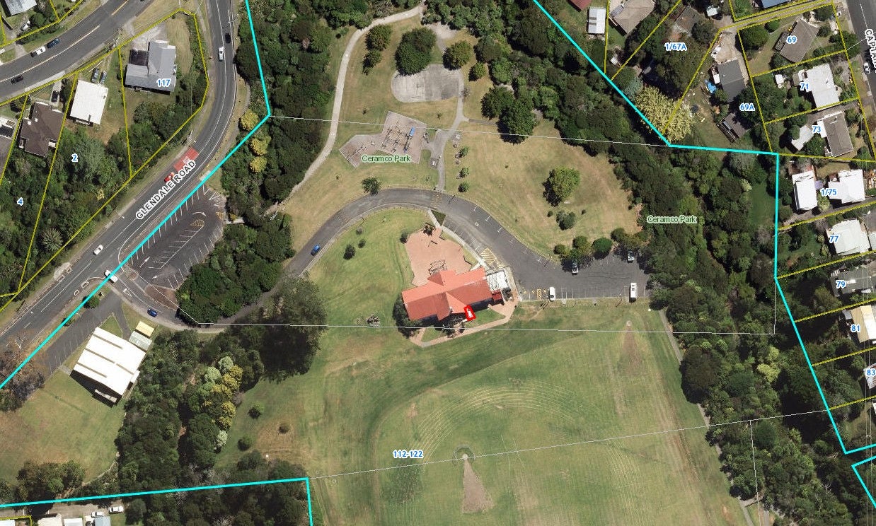 Overhead image of Ceramco Park with boundary lines.