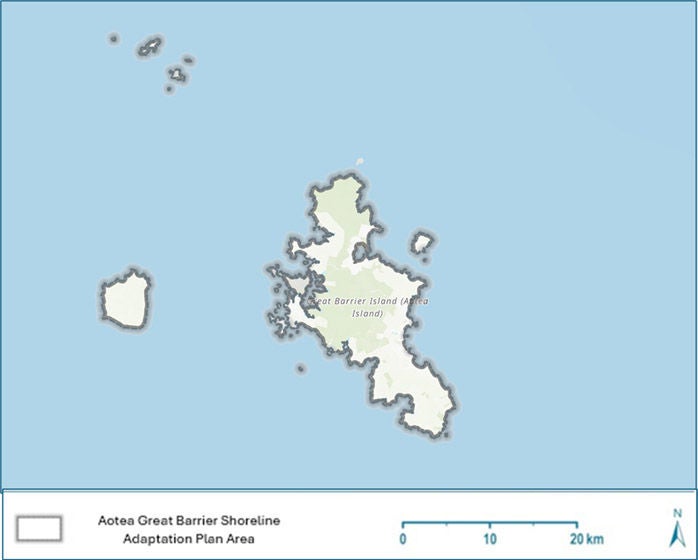 Map of the area covered by Aotea Great Barrier and Hauraki Gulf Islands Shoreline Adaptation Plan