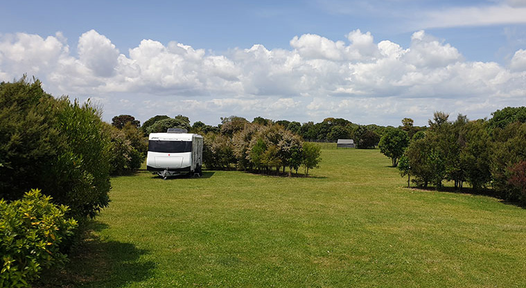 Ambury Campground - Caravan in the camping area.