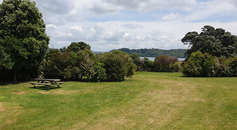 Ambury Campground - Picnic table in the camping area.