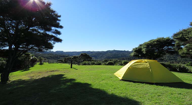 Pae o te Rangi campground - Tent and view.