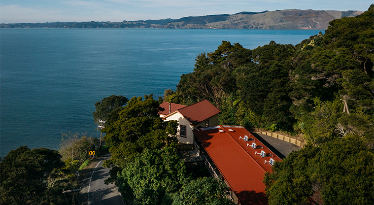 Huia Lodge - Aerial view of the lodge.