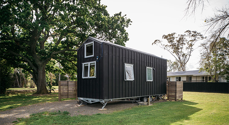 Mahana tiny home - Rear exterior of the home.