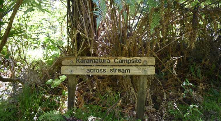 Karamatura Valley campground — Sign leading to the campground.