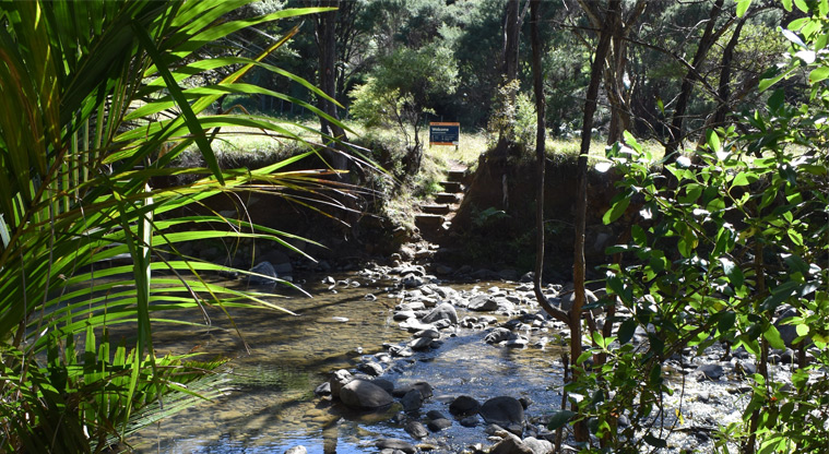 Karamatura Valley campground — River crossing.