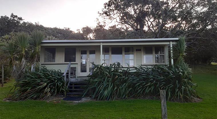 Big Bay Bach – External view of the front of the bach.