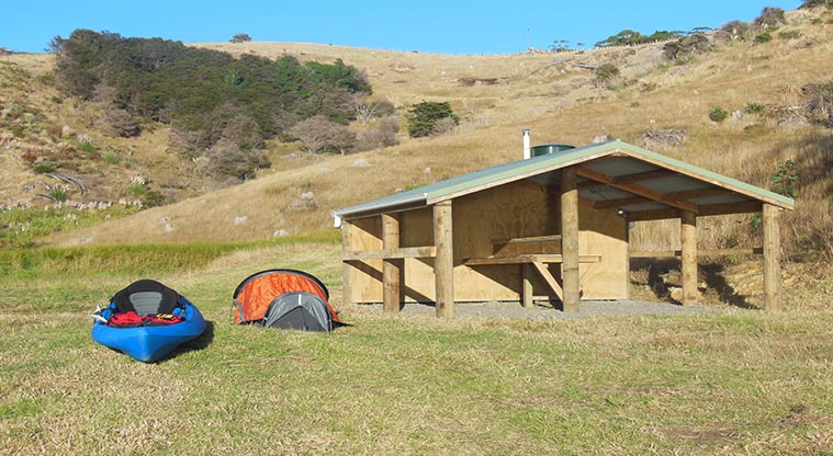 Waitawa bay (Sea kayak) campground - Campground area and looking out to sea.