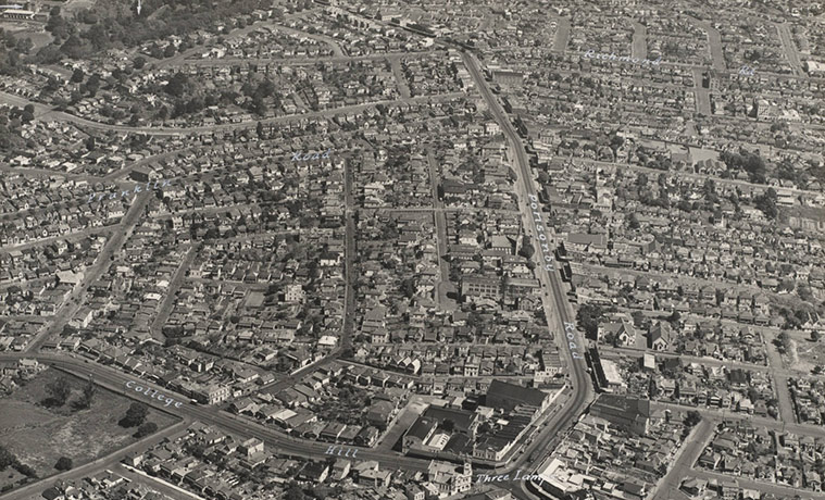 Aerial map of Ponsonby.