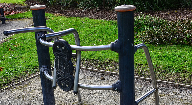 Waiake / Aickin Reserve - Piece of fitness equipment for working your arms. Photo credit: Aleksandar Ćirilović.
