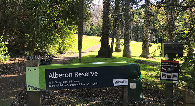 Alberon Reserve - Signs at the entrance at the end of Alberon Street.