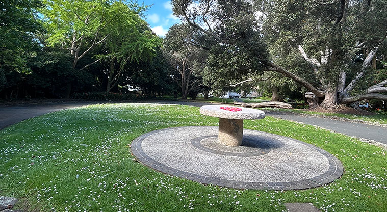 Alice Wylie Reserve - Concrete table in the middle of the reserve. Photo credit: S Hulse.