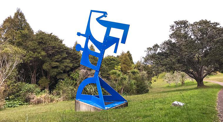 Alison Park - Rangitu III by Para Matchitt is a large blue sculpture you will see in the park.