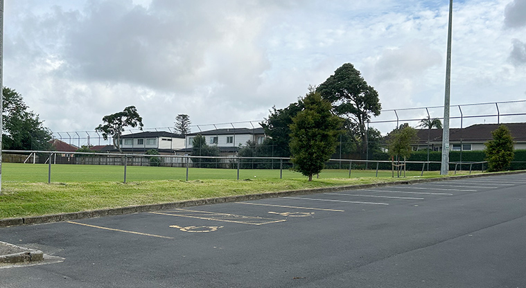 Anderson Park - Section of the car park with the sports fields in the background. Photo credit: S Hulse.