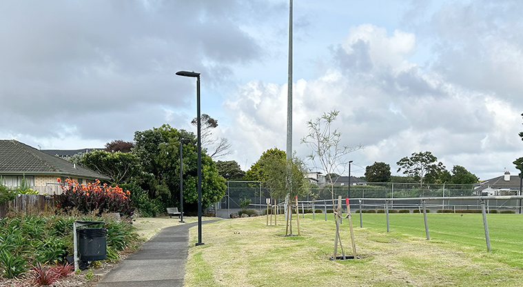 Anderson Park - Section of the path leading from the car park to the tennis courts and playground. Photo credit: S Hulse.