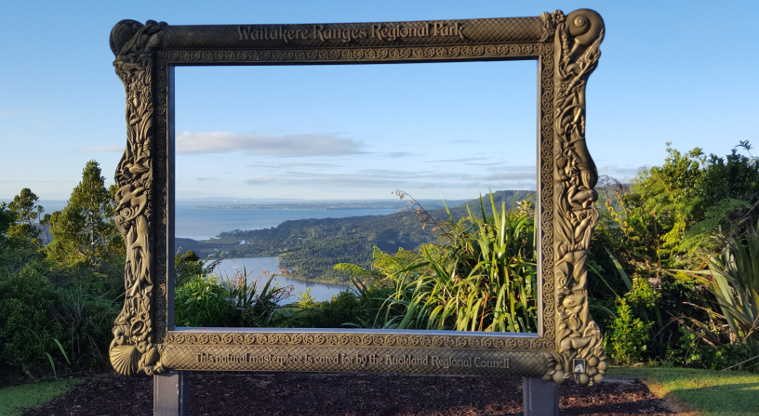 Arataki Visitor Centre, Waitākere Ranges Regional Park - view of the Lower Nihoputu dam and Manukau Harbour.