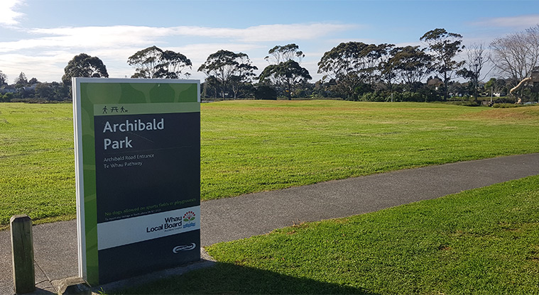 Archibald Park - Sign at the entrance to the park.