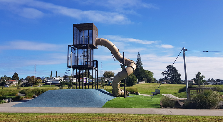 Archibald Park – Climbing tower based on a maimai.