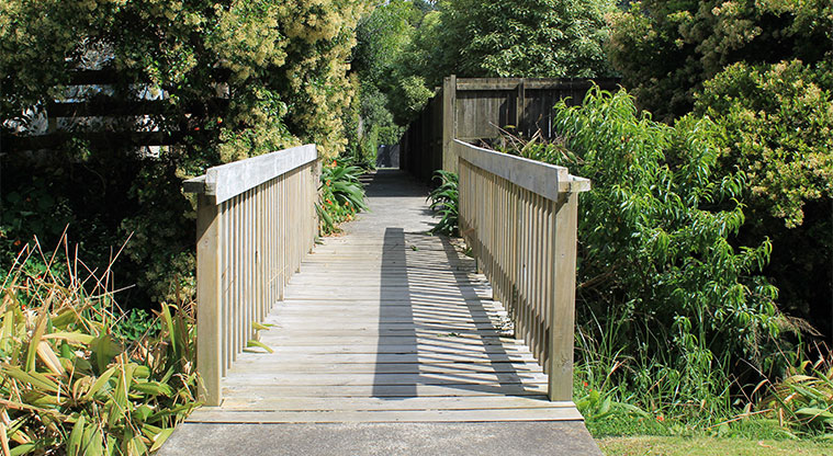 Arkles Strand Reserve - Bridge and walkway to McKenzie Avenue. Photo credit: M Loubser.