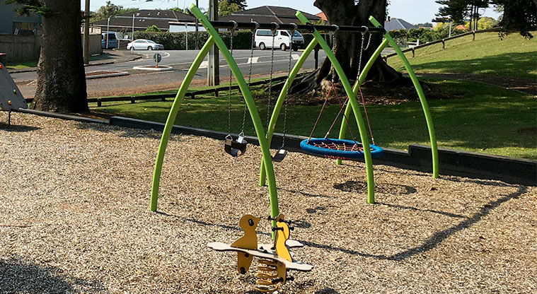 Arthur S Richards Memorial Park – Baby swings and net swing. Photo credit: S Hulse.