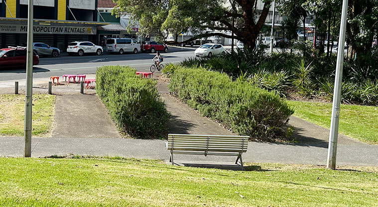 Ballantyne Square - Looking from the top of the slope across to Dominion Road. Photo credit: S Hulse.