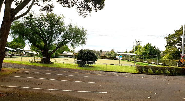 Blockhouse Bay Recreation Reserve - Car park with the bowling club in the background.