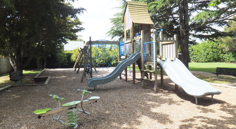 Braemar Reserve - Playground with three slides, spider climbing net, bouncy seesaw and more. Photo credit: J Grigg.