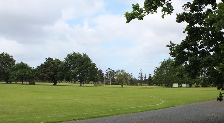 Clevedon Showgrounds Reserve - Sports fields with trees in the background.