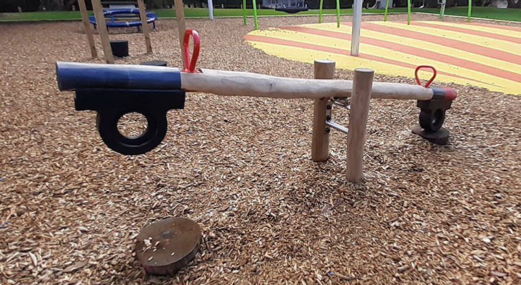 Cockle Bay Reserve - Wooden seesaw.