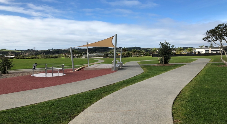 Constellation Park – The top of the slide, under a shade sail.