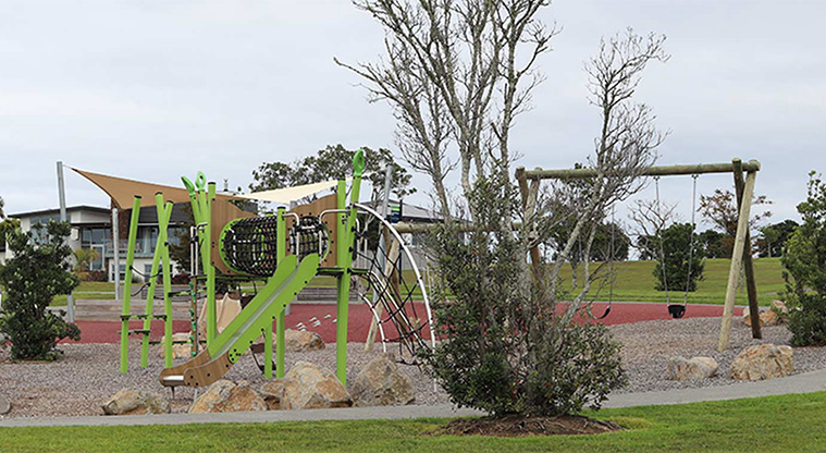 Constellation Park - Section of the playground with climbing equipment, tunnel and slide. Photo credit: S Hulse.