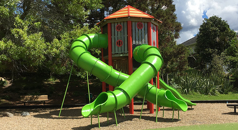 Cox's Bay Reserve – Climbing and sliding equipment for junior and preschool children. Photo credit: S Hulse.