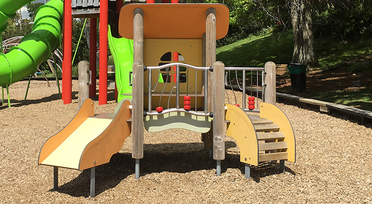 Cox's Bay Reserve – Junior climbing equipment and slide. Photo credit: S Hulse.