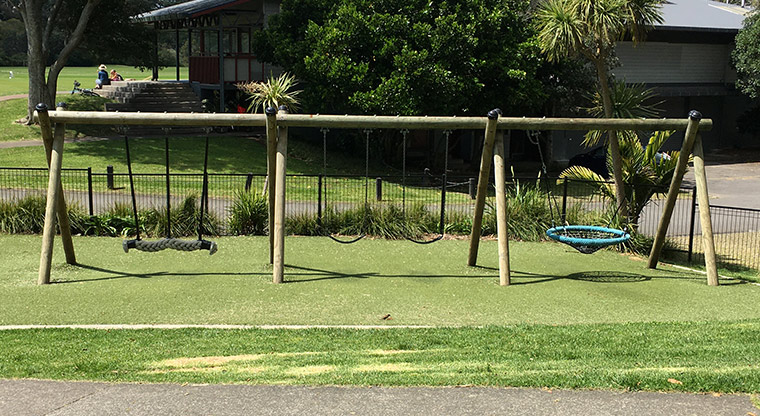 Cox's Bay Reserve – Three different types of swing. Photo credit: S Hulse.
