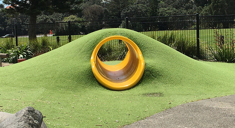 Cox's Bay Reserve – Bright yellow tunnel to crawl through. Photo credit: S Hulse.