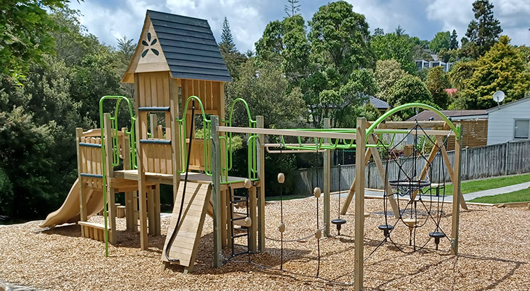 Cranston Street Reserve - Play module with a variety of climbing equipment, platforms and slides.