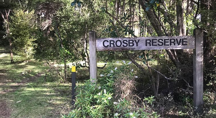 Crosby Reserve - Sign at the entrance to the reserve.