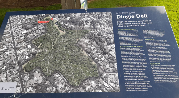 Dingle Dell Reserve - Large map of the reserve with historic information about the reserve.