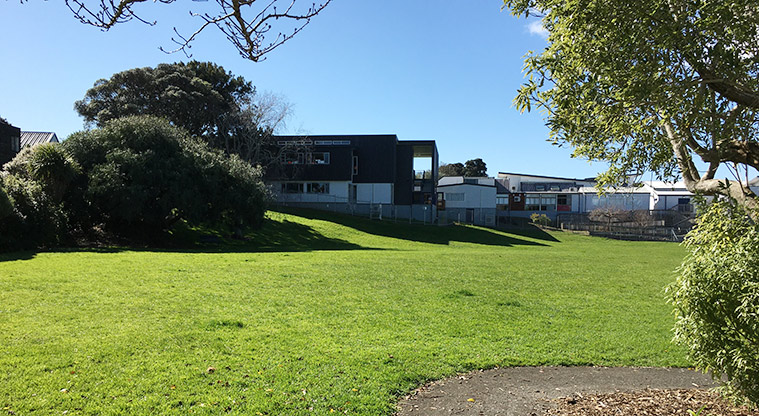 Edendale Reserve - Sports field with trees and buildings in the background. Photo credit: S Hulse.