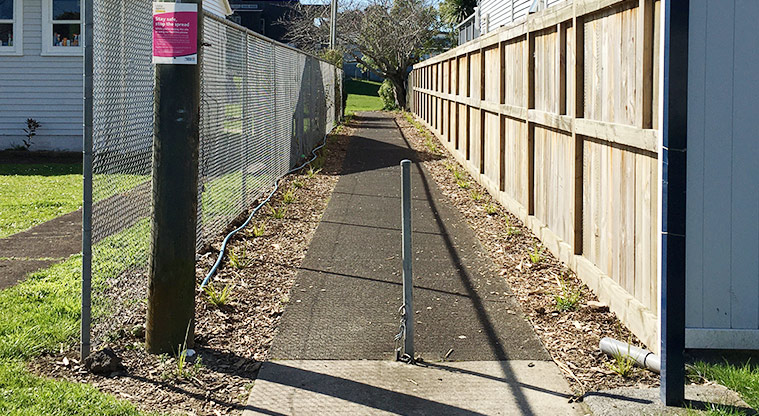 Edendale Reserve - Looking up the walkway from the Shorewell Street entrance. Photo credit: S Hulse.