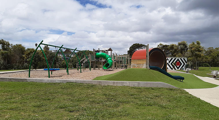 Eric Armishaw Park – Playground with the toilets in the background.