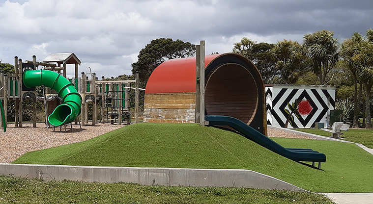 Eric Armishaw Park – Two slides, large hamster wheel and climbing equipment.