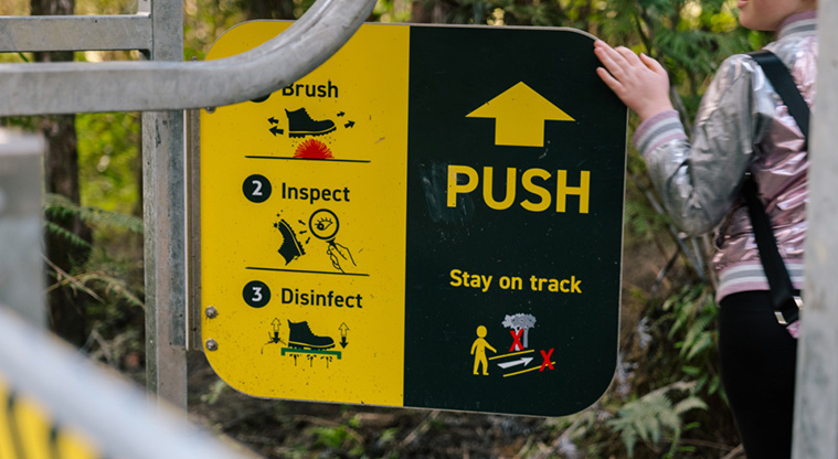 Eskdale Reserve - Cleaning station gate at the entrance to the track.