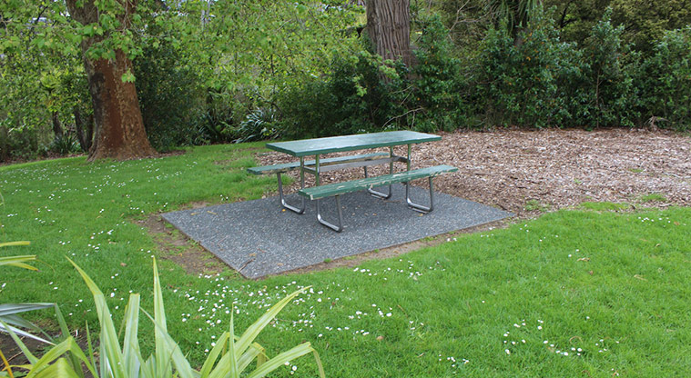 Falls Park - Picnic table with seating.