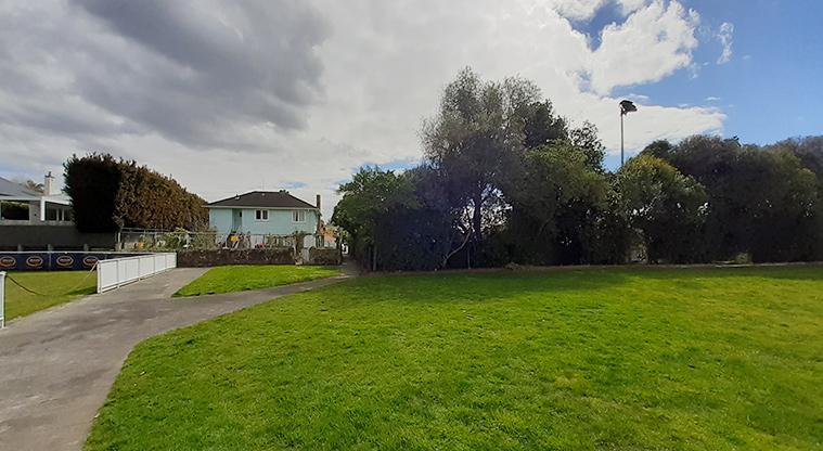Freyberg Field - Section of footpath and sports field. Photo credit: S Hulse.