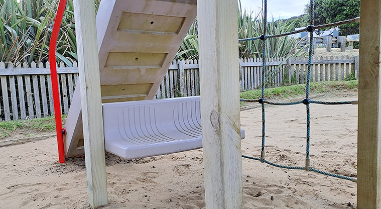 Gooseberry Flat - Seat underneath the play module steps.